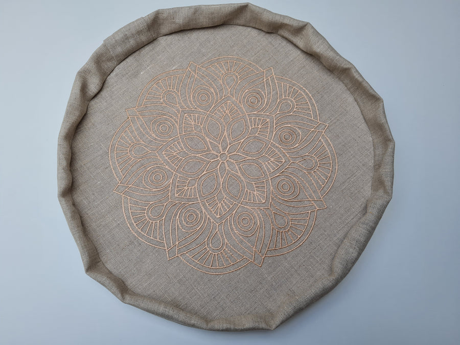 Embroidery cover Linen cover for Zafu with zipper / linen floor cushion Without Filler