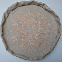 Embroidery cover Linen cover for Zafu with zipper / linen floor cushion Without Filler