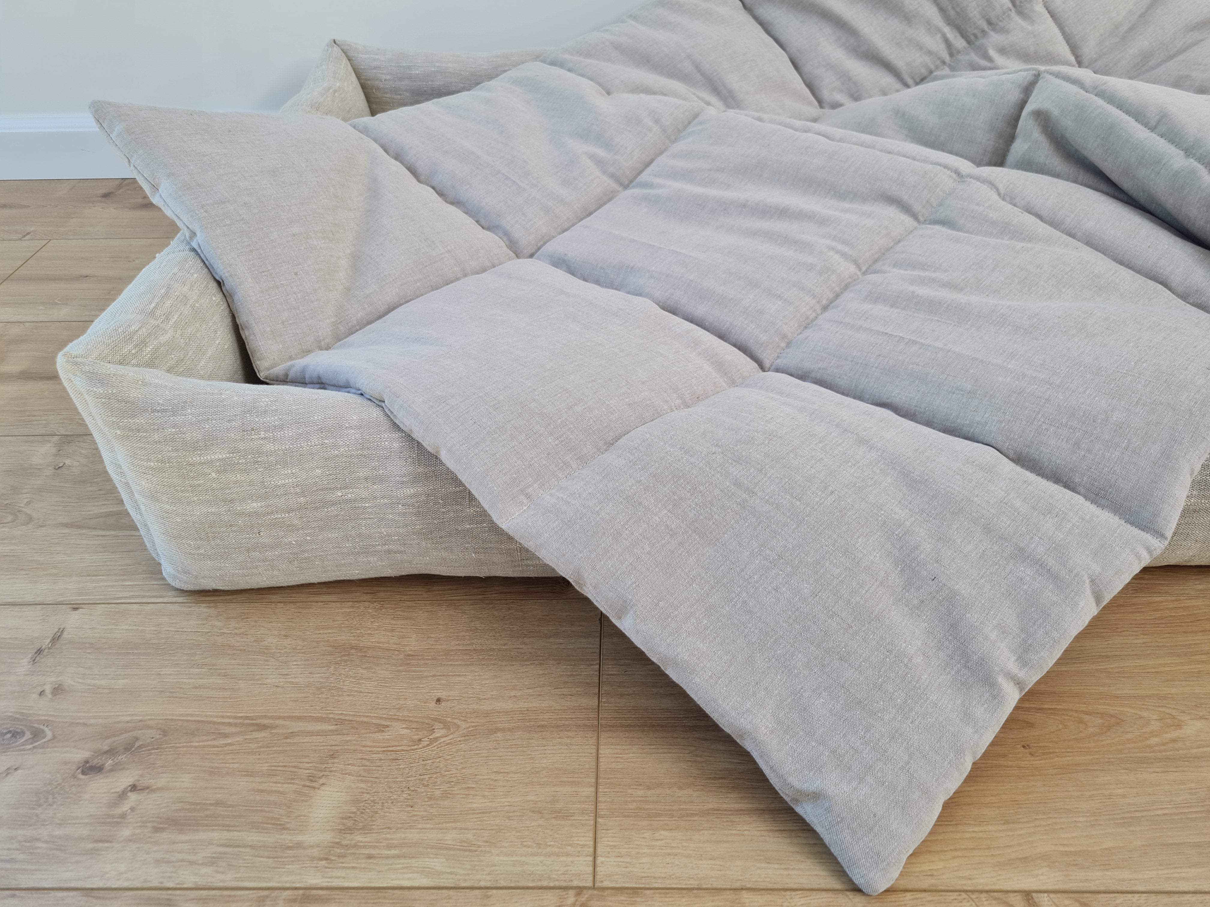 Gift for dog HEMP Dog Blanket filled HEMP Fiber in Natural Linen Fabric Dog Blanket Cover personalised for bed dog mat cover Christmas Gift - in sewing with squares