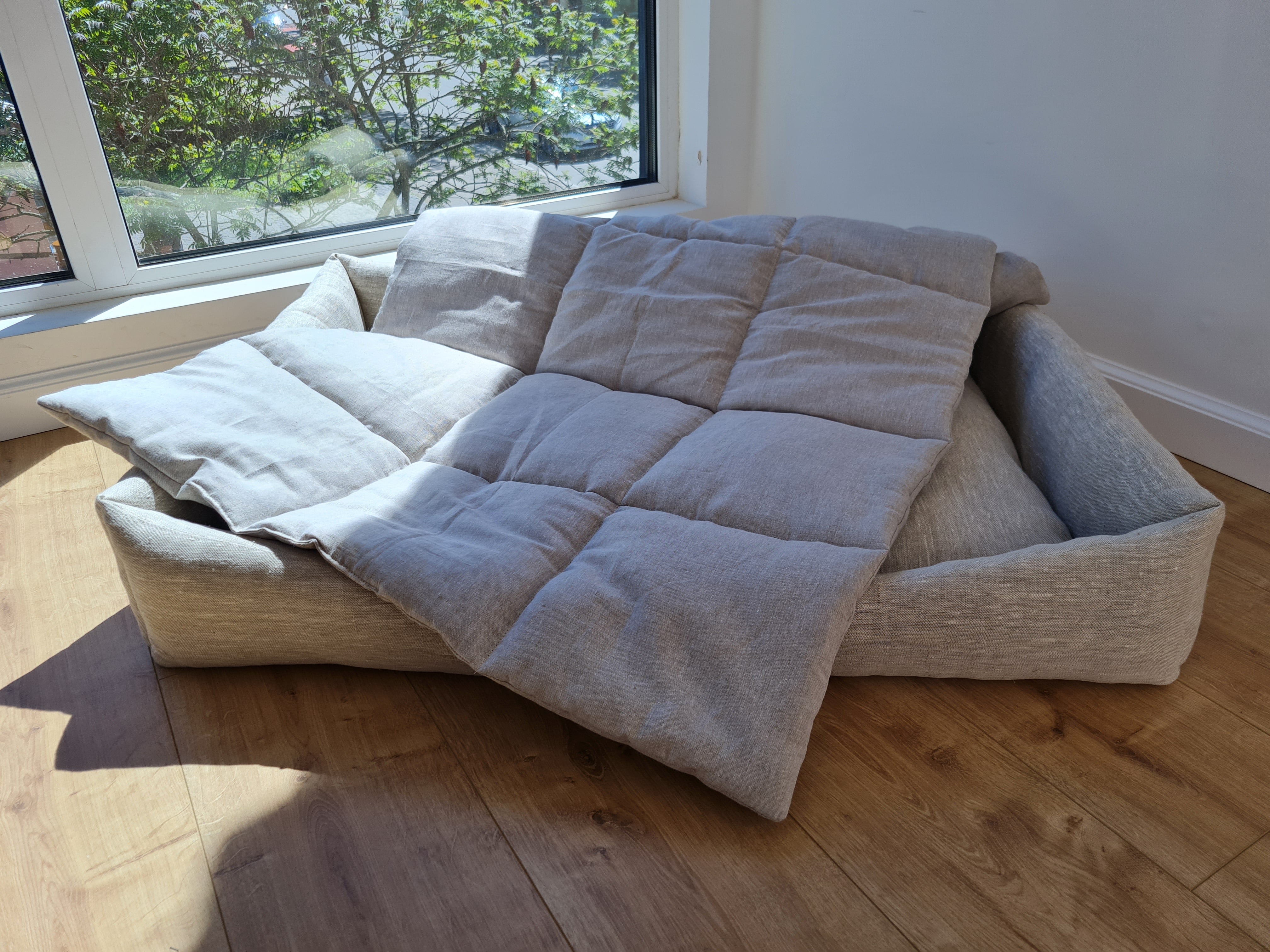 Gift for dog HEMP Dog Blanket filled HEMP Fiber in Natural Linen Fabric Dog Blanket Cover personalised for bed dog mat cover Christmas Gift - in sewing with squares