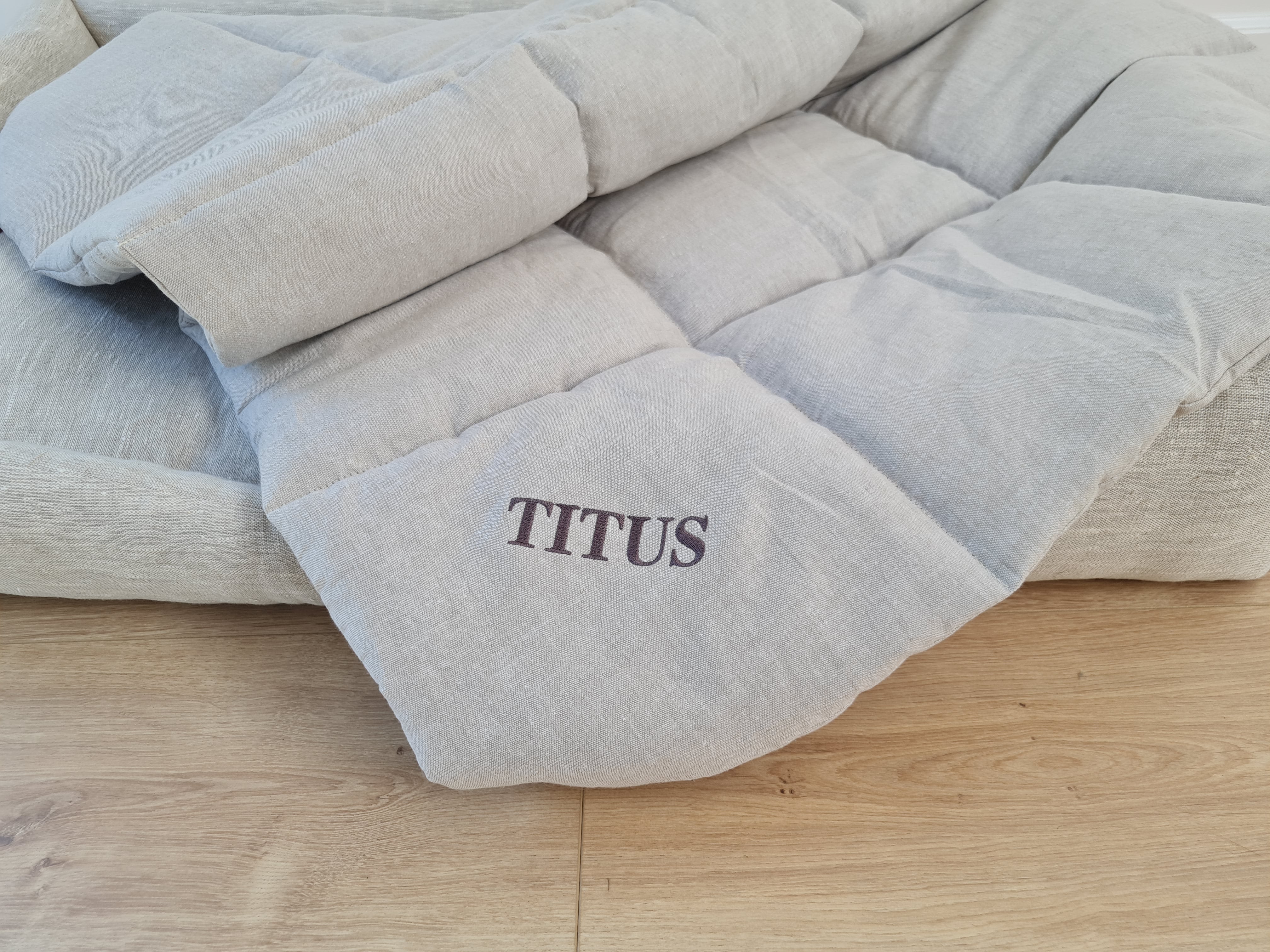 Gift for dog HEMP Dog Blanket filled HEMP Fiber in Natural Linen Fabric Dog Blanket Cover personalised for bed dog mat cover Christmas Gift - in sewing with squares