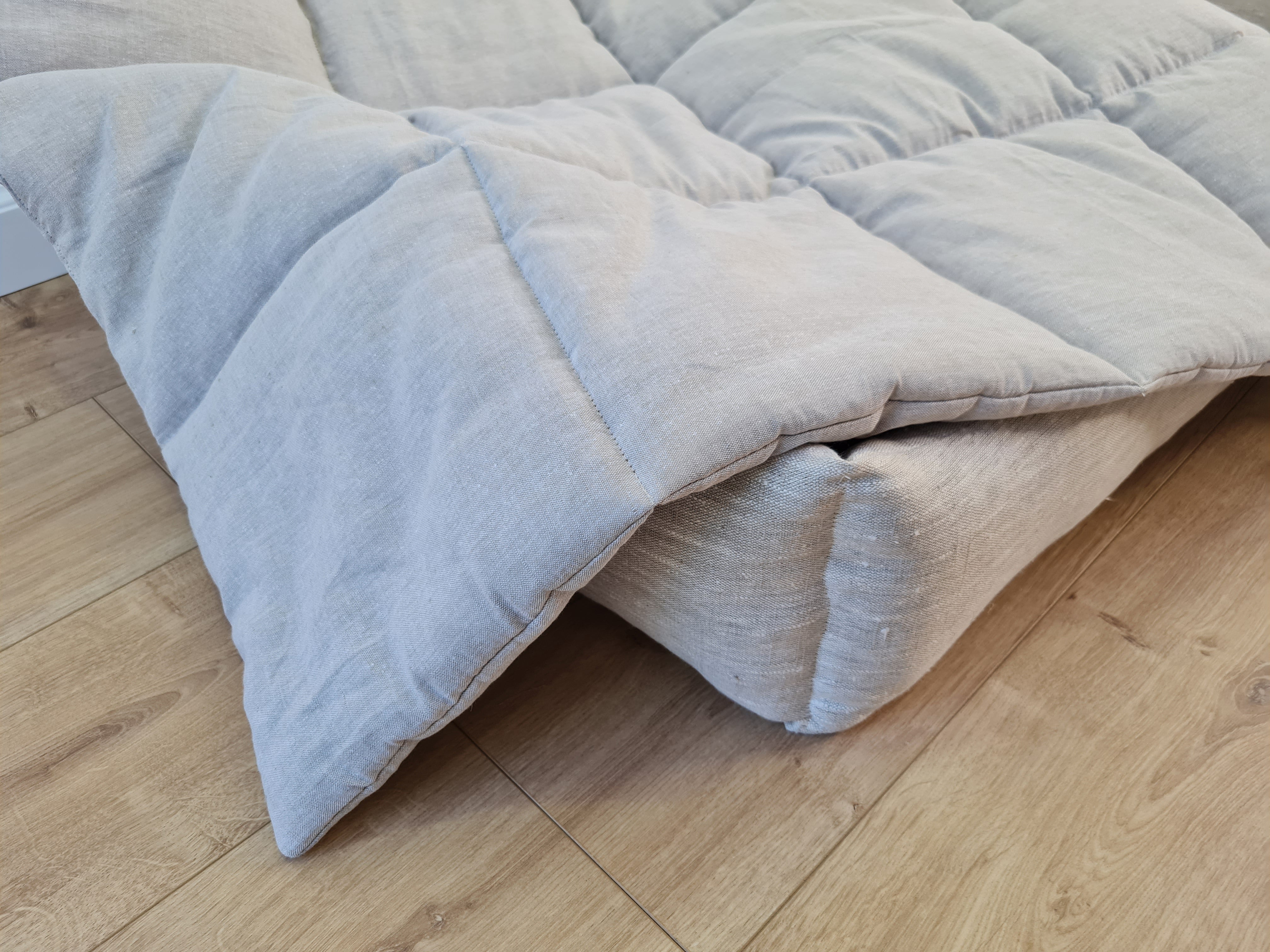 Gift for dog HEMP Dog Blanket filled HEMP Fiber in Natural Linen Fabric Dog Blanket Cover personalised for bed dog mat cover Christmas Gift - in sewing with squares