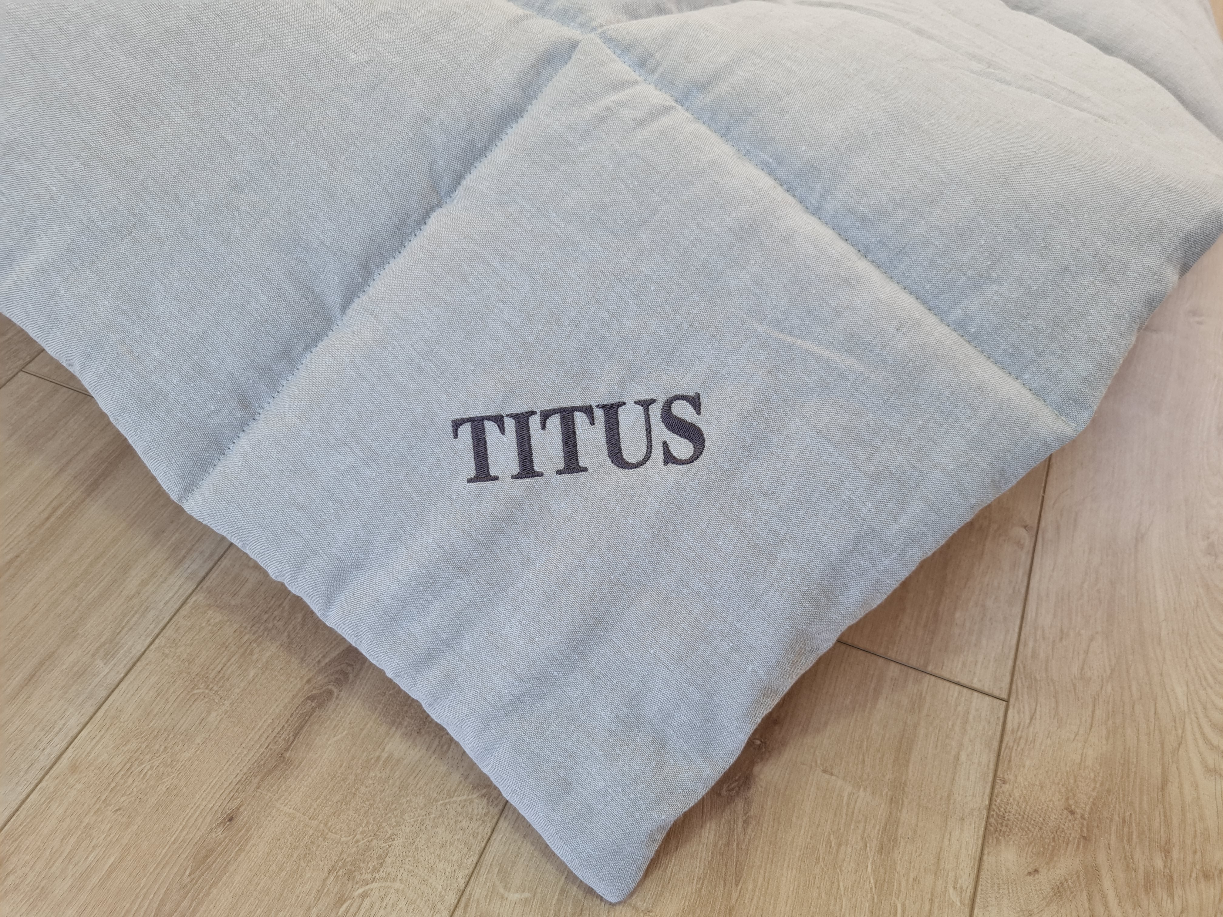 Gift for dog HEMP Dog Blanket filled HEMP Fiber in Natural Linen Fabric Dog Blanket Cover personalised for bed dog mat cover Christmas Gift - in sewing with squares