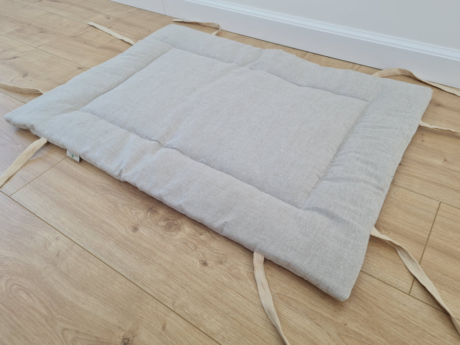 HEMP pet bed -transformer mat carpet filled organic HEMP Fiber in linen fabric - all natural /dog mat pad / house for cats