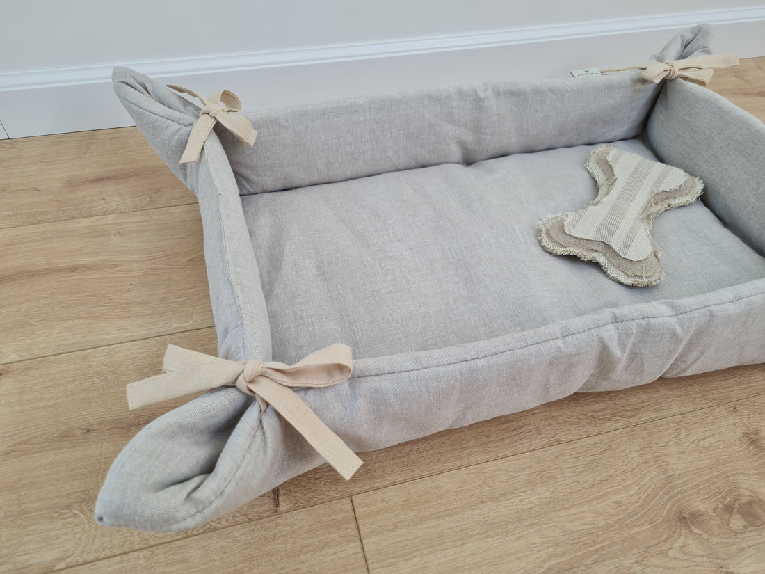 HEMP pet bed -transformer mat carpet filled organic HEMP Fiber in linen fabric - all natural /dog mat pad / house for cats