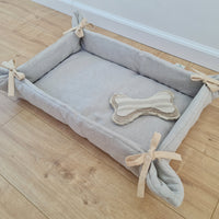 HEMP pet bed -transformer mat carpet filled organic HEMP Fiber in linen fabric - all natural /dog mat pad / house for cats