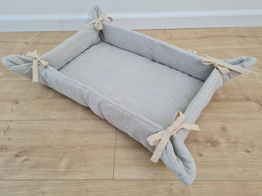 HEMP pet bed -transformer mat carpet filled organic HEMP Fiber in linen fabric - all natural /dog mat pad / house for cats