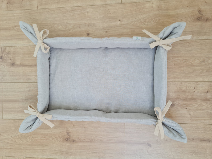 HEMP pet bed -transformer mat carpet filled organic HEMP Fiber in linen fabric - all natural /dog mat pad / house for cats