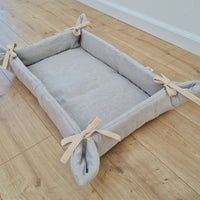 HEMP pet bed -transformer mat carpet filled organic HEMP Fiber in linen fabric - all natural /dog mat pad / house for cats