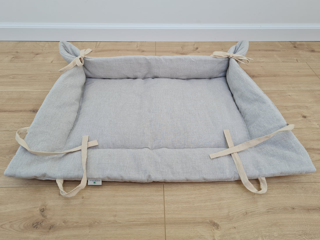 HEMP pet bed -transformer mat carpet filled organic HEMP Fiber in linen fabric - all natural /dog mat pad / house for cats