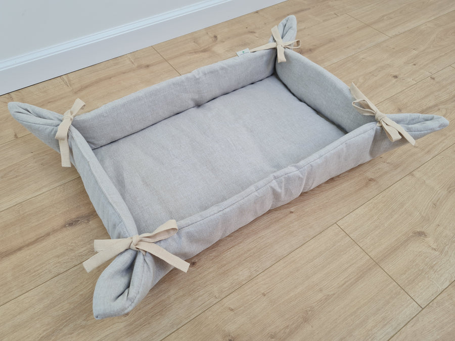 HEMP pet bed -transformer mat carpet filled organic HEMP Fiber in linen fabric - all natural /dog mat pad / house for cats