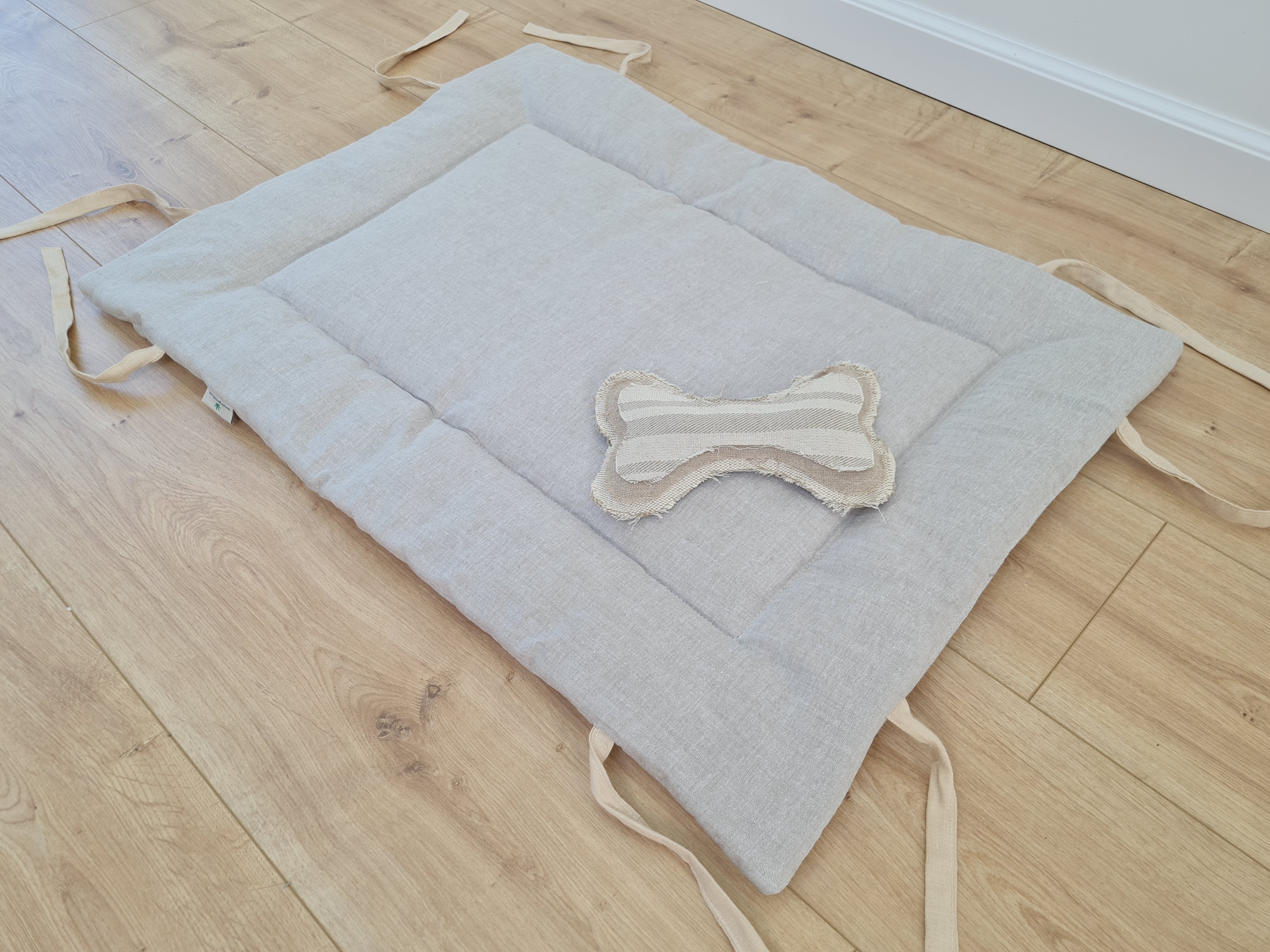 HEMP pet bed -transformer mat carpet filled organic HEMP Fiber in linen fabric - all natural /dog mat pad / house for cats