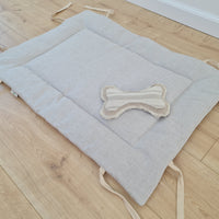 HEMP pet bed -transformer mat carpet filled organic HEMP Fiber in linen fabric - all natural /dog mat pad / house for cats