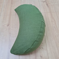 Linen Meditation Cresсent Cushion filled Buckwheat Hulls Yoga Crescent pillow