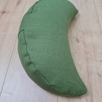 Linen Meditation Cresсent Cushion filled Buckwheat Hulls Yoga Crescent pillow