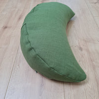 Linen Meditation Cresсent Cushion filled Buckwheat Hulls Yoga Crescent pillow