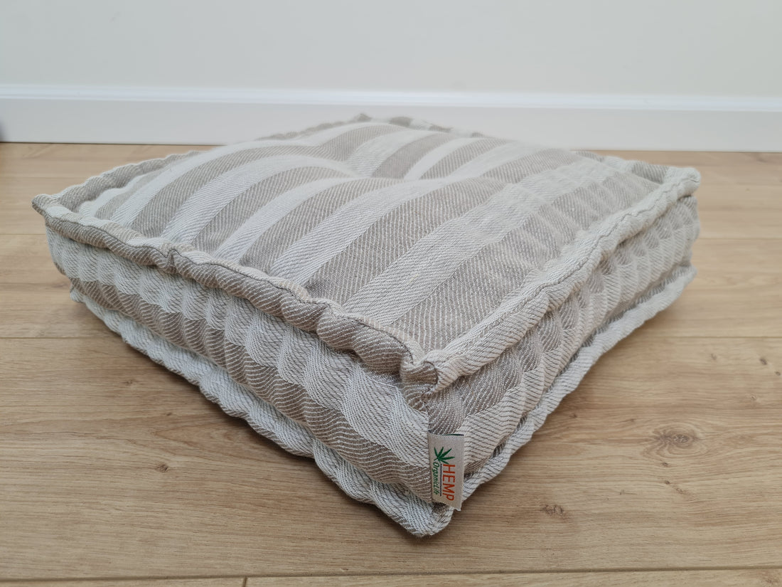 Hemp Linen Floor cushion filled organic hemp fiber filling / floor pillow Pillow seat/Meditation Yoga /Natural