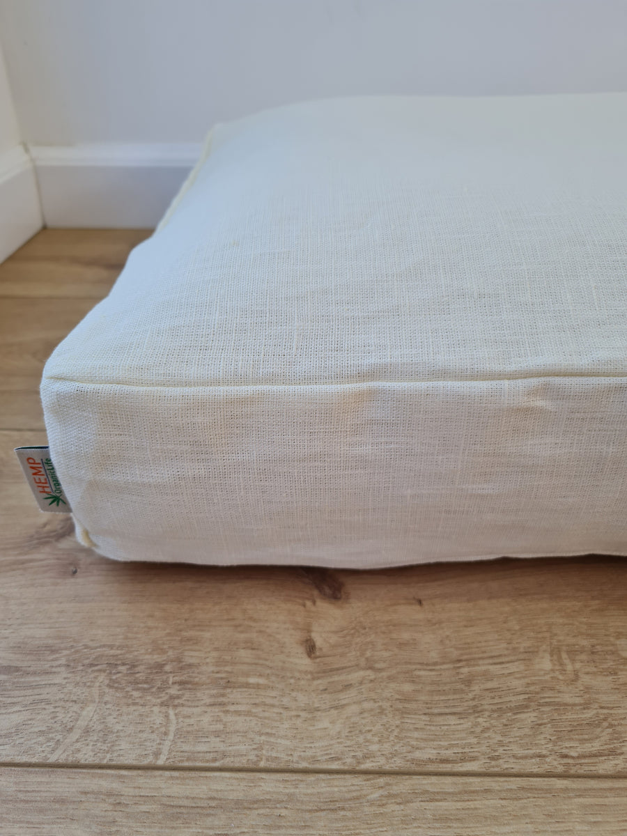 Hemp cushion with removable cover Hemp fiber filling in cotton fabric with linen cover Floor cushion custom made size