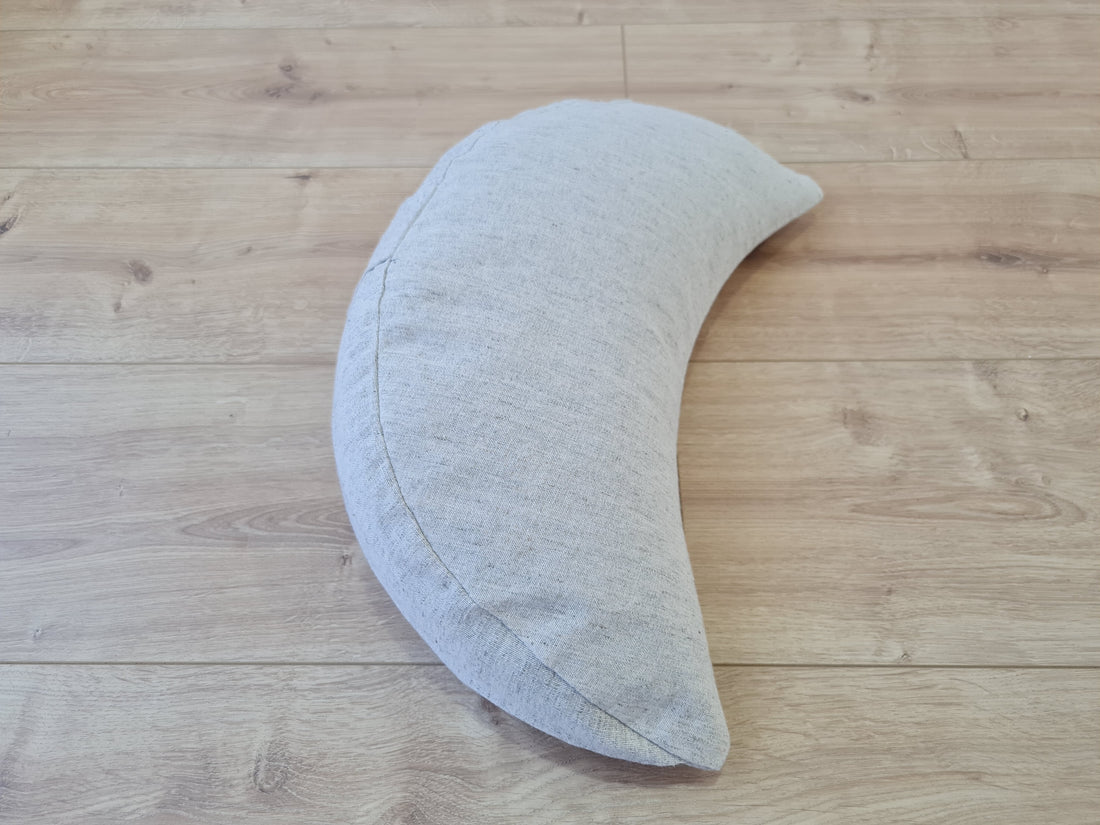 Hemp meditation Cresсent cushion filled with buckwheat hulls