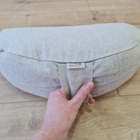 Hemp meditation Cresсent cushion filled with buckwheat hulls