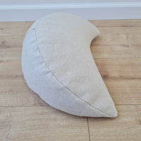 linen meditation Cresсent cushion filled with buckwheat hulls