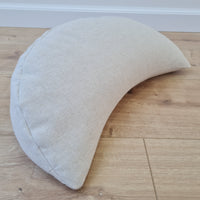 linen meditation Cresсent cushion filled with buckwheat hulls