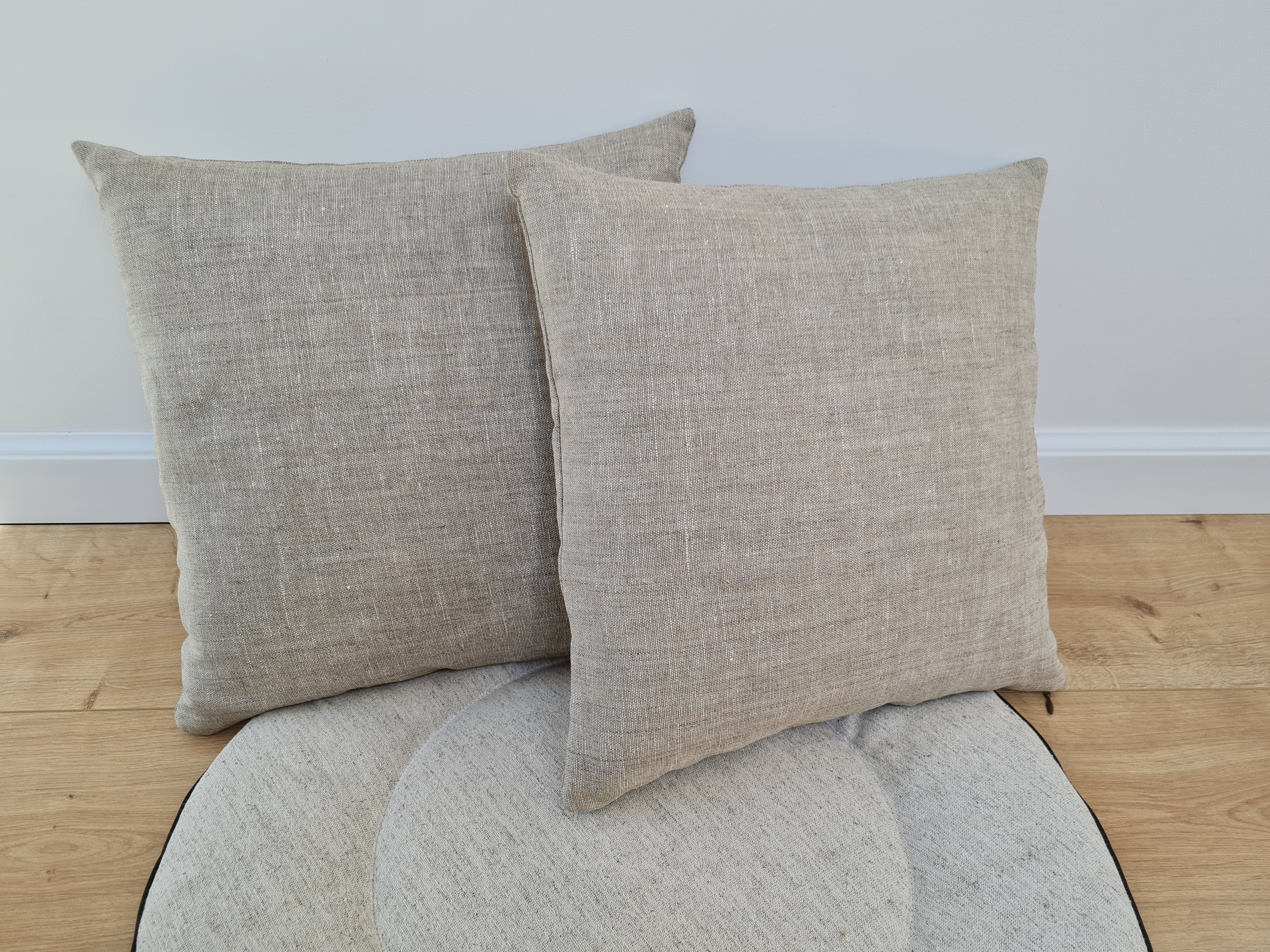 Hemp Linen Throw Pillow with Cover Filled HEMP Fiber filler in Natural Linen zipped Cover Throw Decorative Cushion