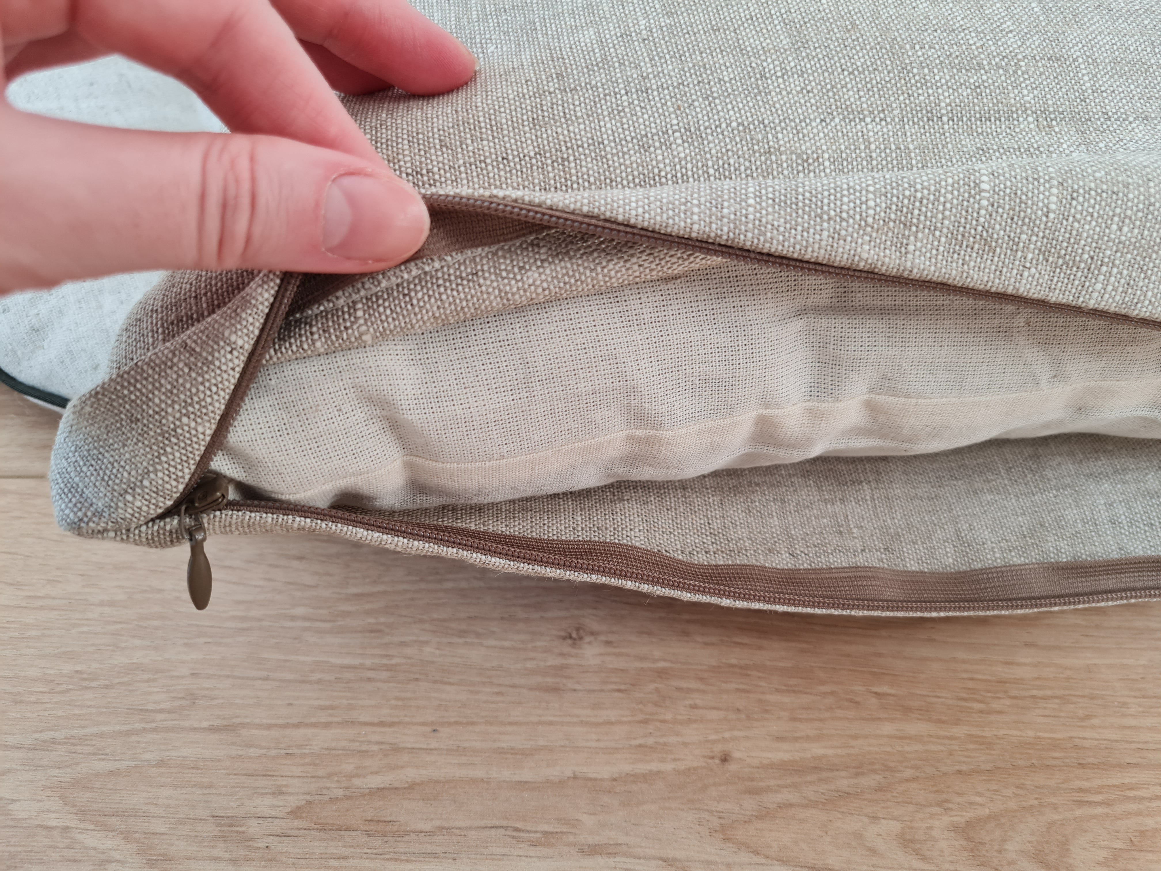 Hemp Linen Throw Pillow with Cover Filled HEMP Fiber filler in Natural Linen zipped Cover Throw Decorative Cushion