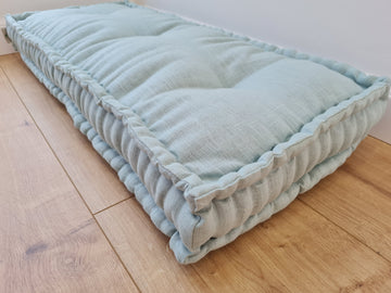 Light Hemp Floor cushion with organic hemp fiber filling in natural linen fabric / floor french pillow seat