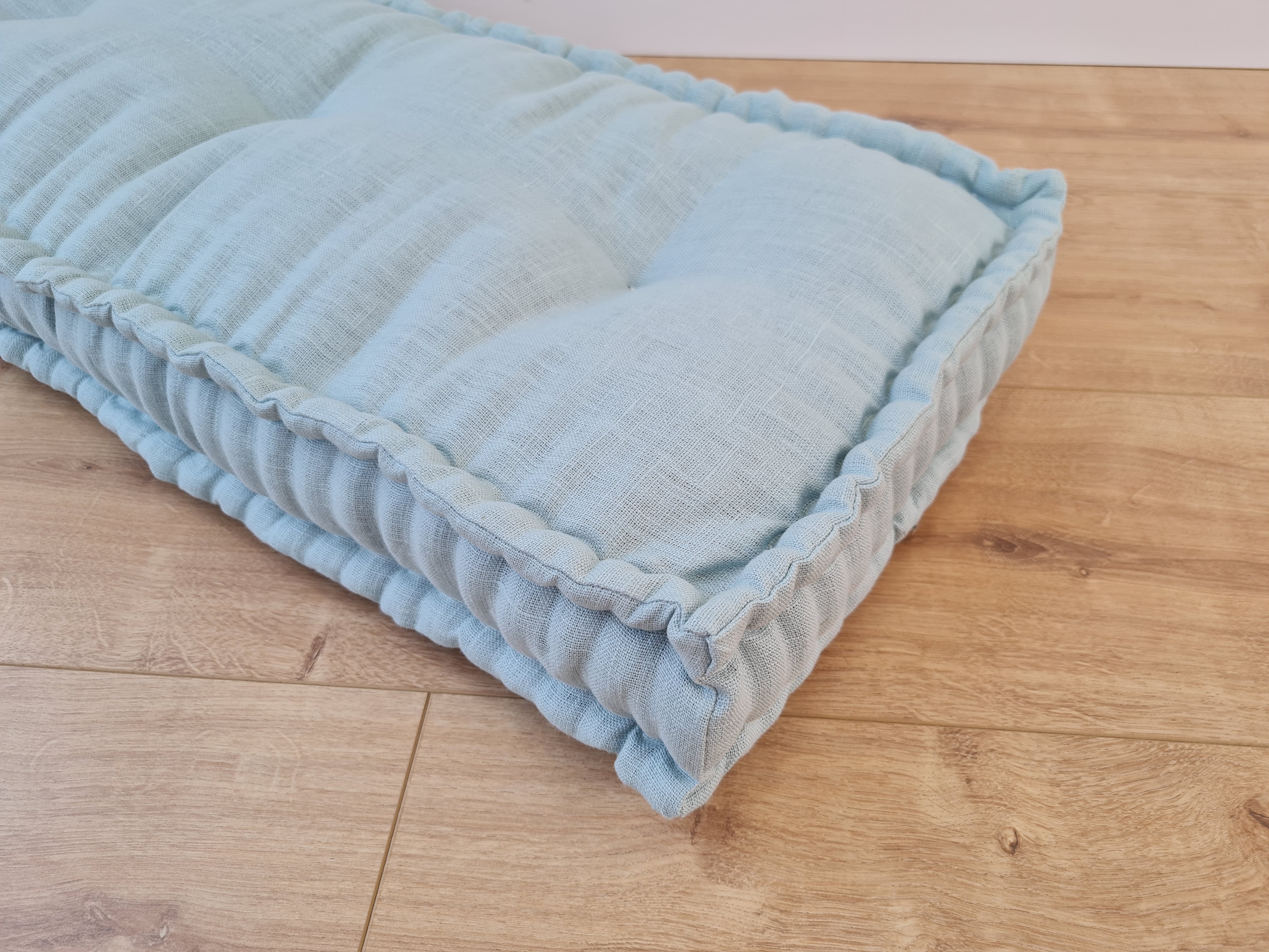 Light Hemp Floor cushion with organic hemp fiber filling in natural linen fabric / floor french pillow seat