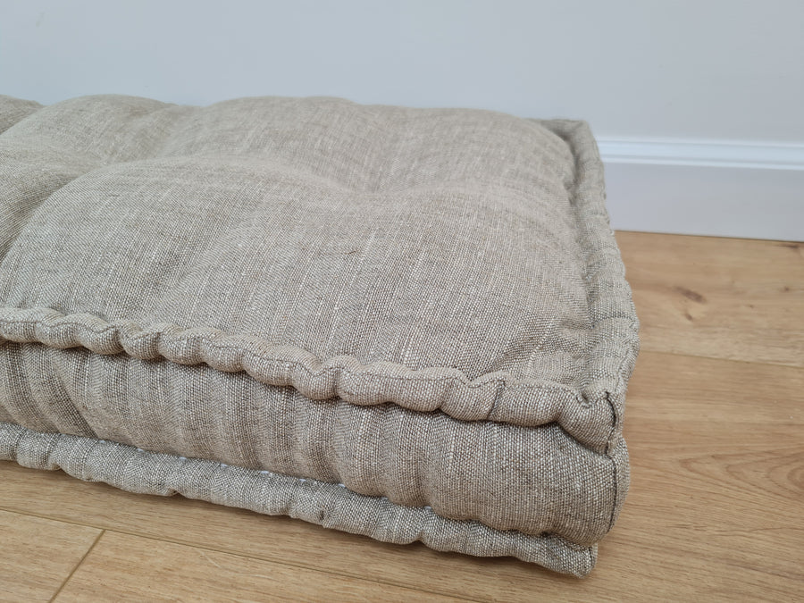 Hemp Floor cushion with organic hemp fiber filling in natural non dyed linen fabric / floor pillow Pillow seat/Meditation Yoga /Natural