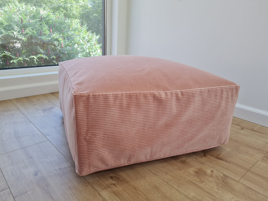 Unique HEMP Floor Cushion Marogan filled organic Hemp Fiber with removable Cover with zipper in natural cotton velvet fabric settee ottoman