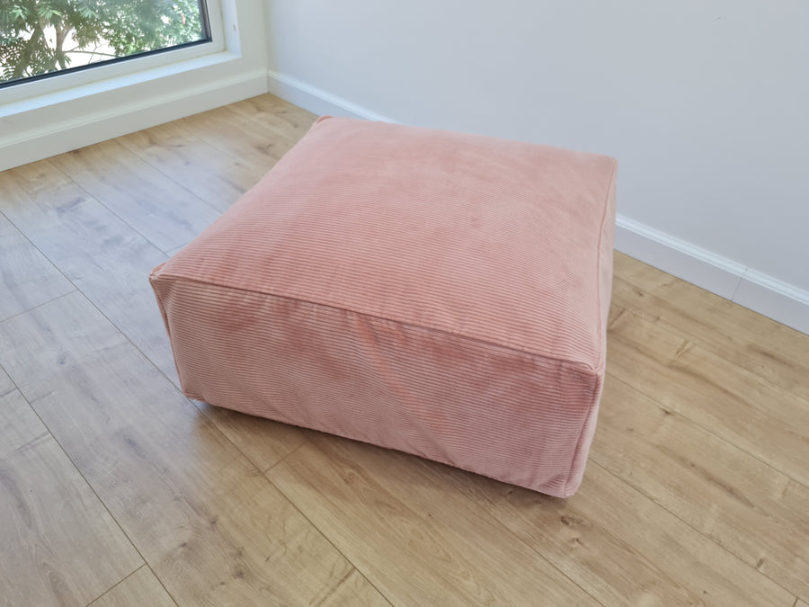 Unique HEMP Floor Cushion Marogan filled organic Hemp Fiber with removable Cover with zipper in natural cotton velvet fabric settee ottoman