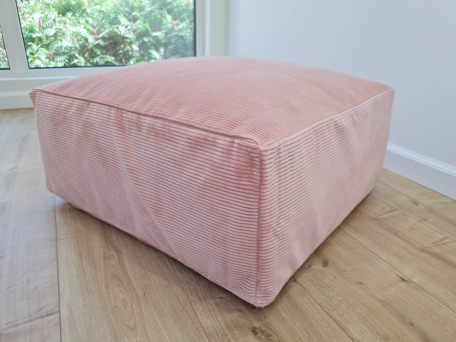 24"x24" (60х60 cm) Unique HEMP Floor Cushion filled organic Hemp Fiber with removable Cover in pink marshmallow