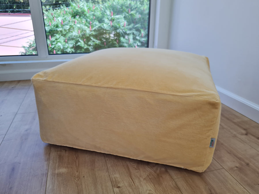 Unique HEMP Floor Cushion Marogan filled organic Hemp Fiber with removable Cover with zipper in natural cotton velvet fabric settee ottoman