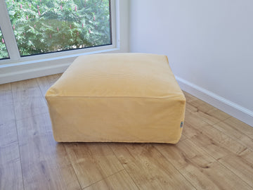 24"x24" (60х60 cm) Unique HEMP Floor Cushion filled organic Hemp Fiber with removable Cover settee ottoman Marogan in yellow marshmallow