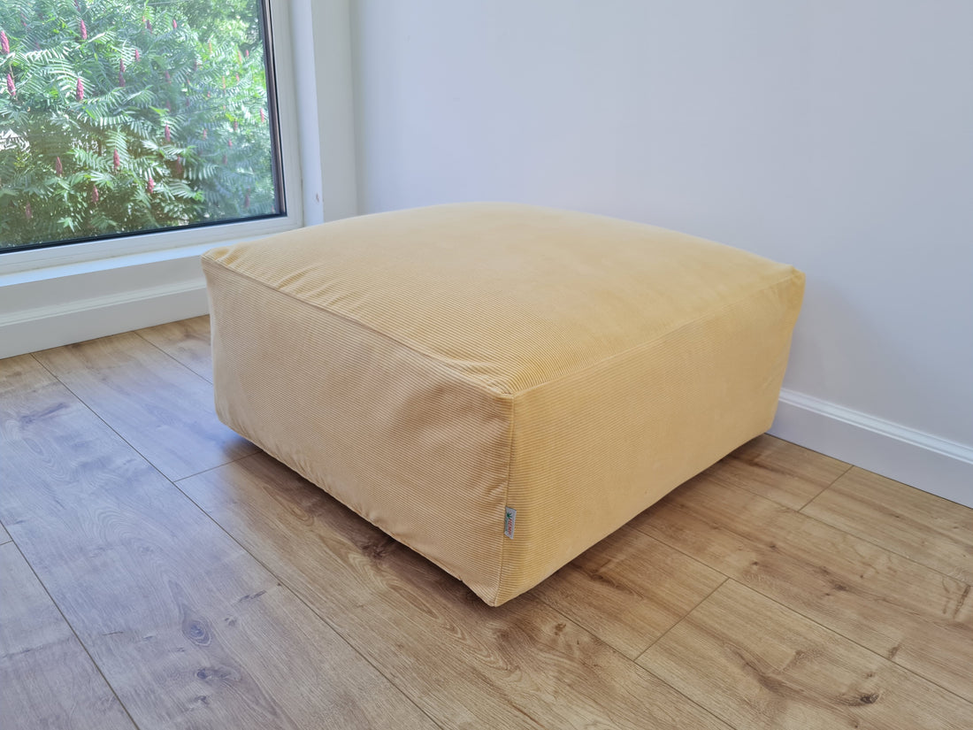 Unique HEMP Floor Cushion Marogan filled organic Hemp Fiber with removable Cover with zipper in natural cotton velvet fabric settee ottoman