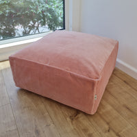 Unique HEMP Floor Cushion Marogan filled organic Hemp Fiber with removable Cover with zipper in natural cotton velvet fabric settee ottoman