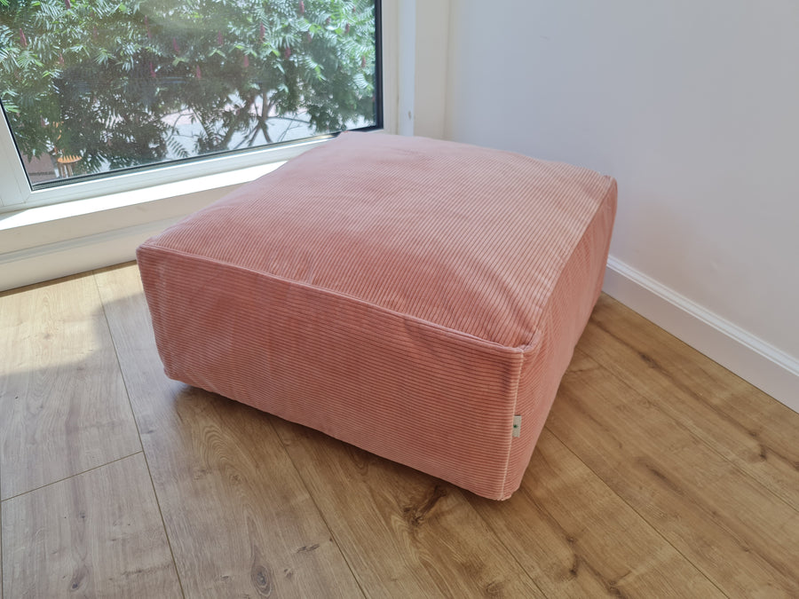 Special listing for U.: two pink and yellow HEMP Floor Cushions Marogans filled organic Hemp Fiber with removable Cover