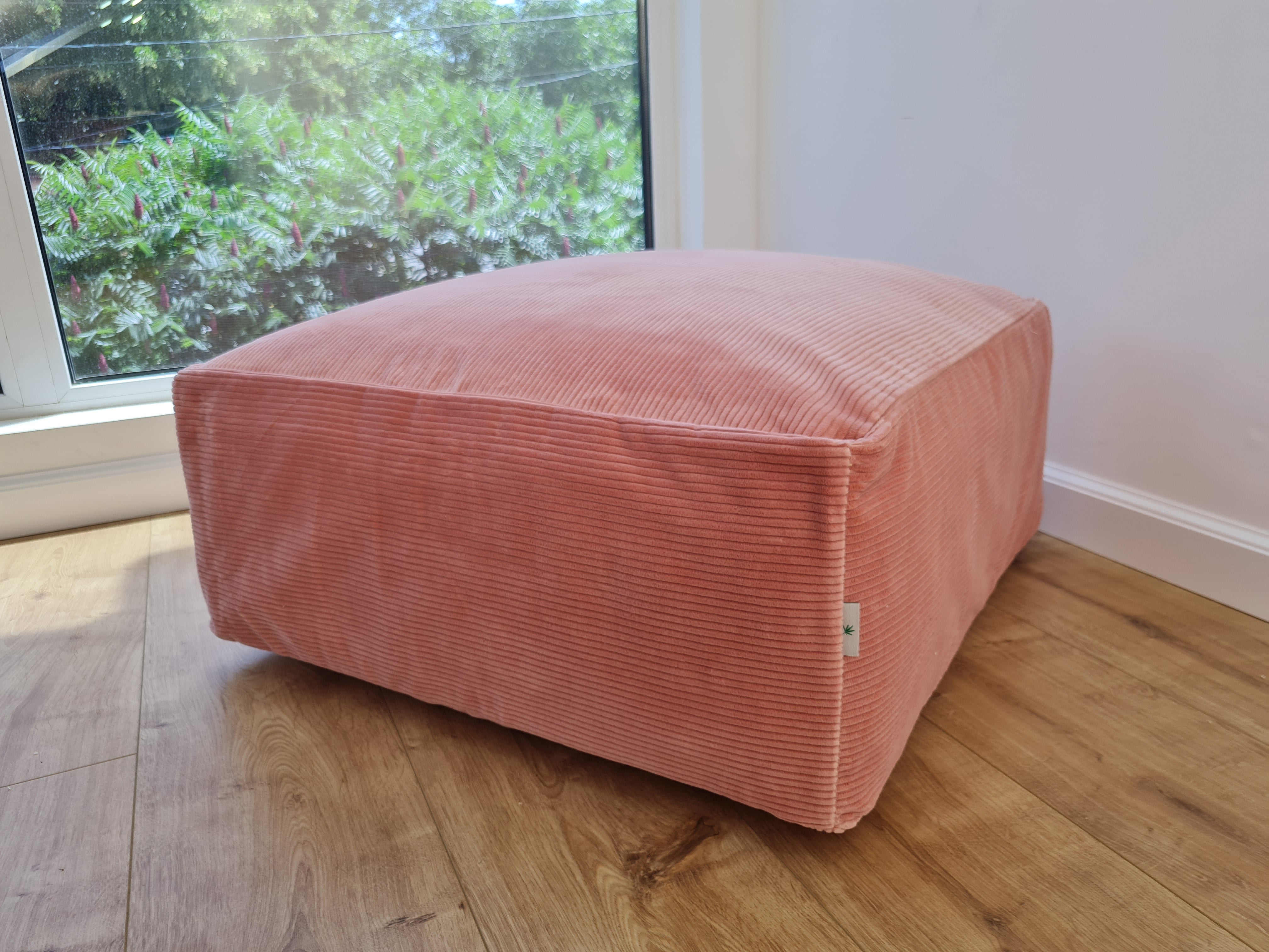 Special listing for U.: two pink and yellow HEMP Floor Cushions Marogans filled organic Hemp Fiber with removable Cover