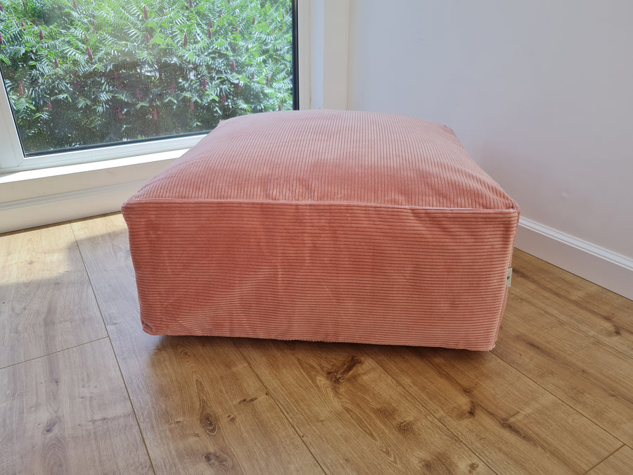 Special listing for U.: two pink and yellow HEMP Floor Cushions Marogans filled organic Hemp Fiber with removable Cover