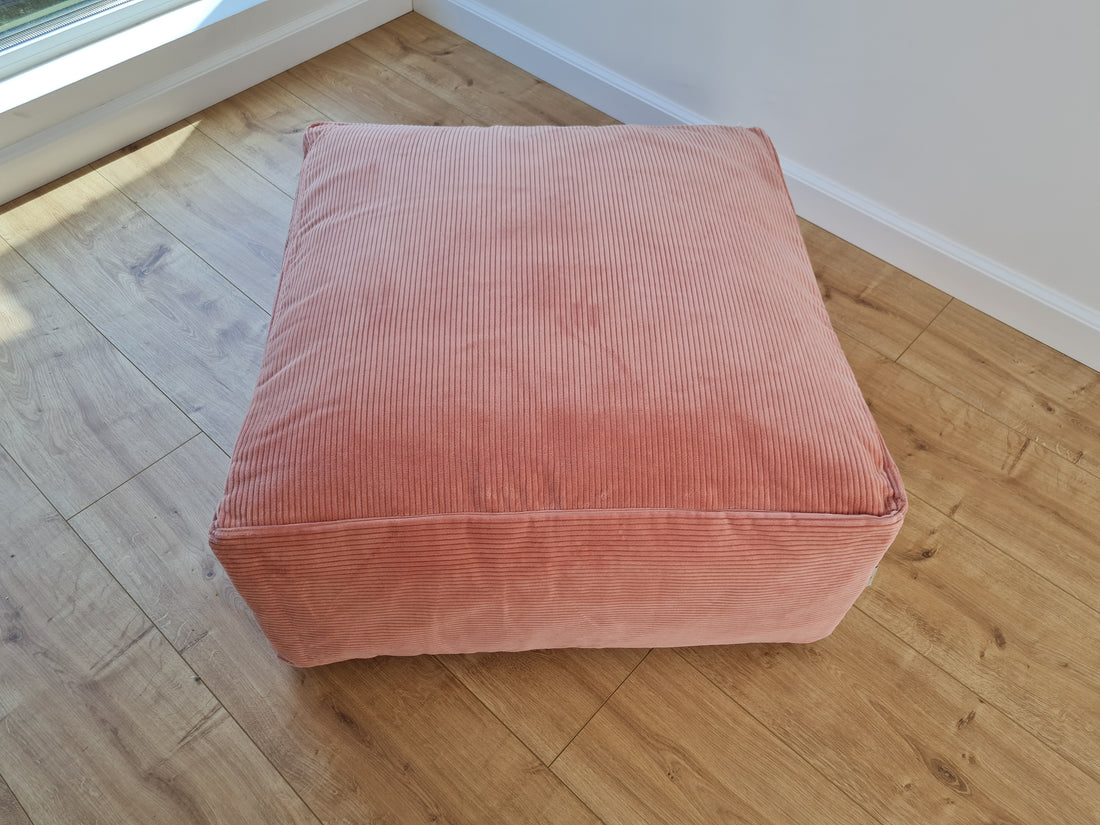 24"x24" (60х60 cm) Unique HEMP Floor Cushion filled organic Hemp Fiber with removable Cover in pink marshmallow