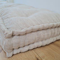 Hemp Custom madeWindow Mudroom Floor bench cushion filled organic hemp fiber in natural non-dyed linen fabric unique all natural pillow