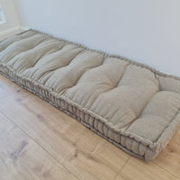 Hemp natural 16" x 47.3" (40x120 cm) non-dyed dark grey window Mudroom Floor Bench cushion with organic hemp fiber filling in linen fabric