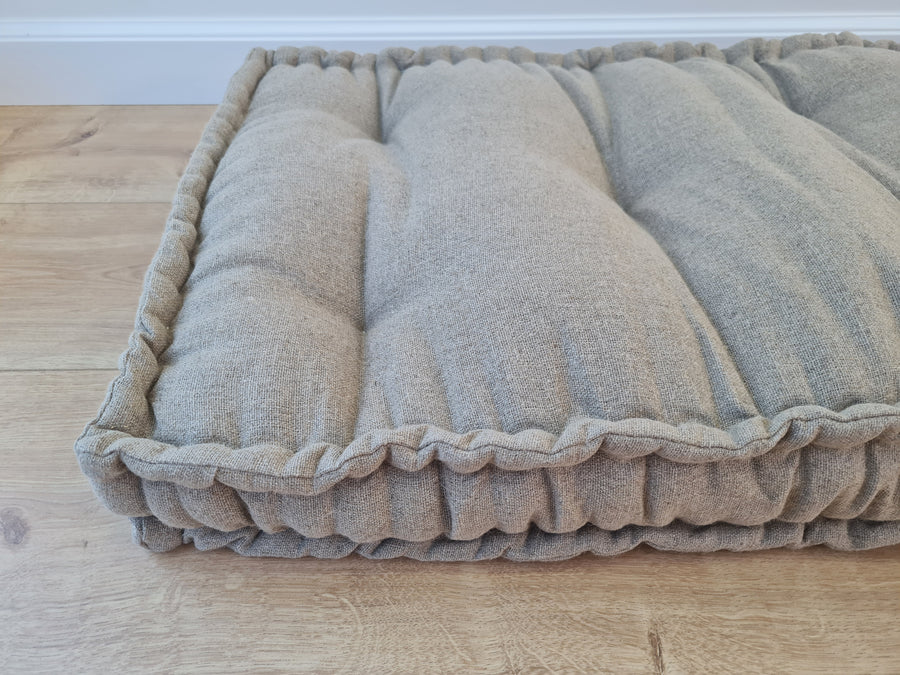 Hemp natural 16" x 47.3" (40x120 cm) non-dyed dark grey window Mudroom Floor Bench cushion with organic hemp fiber filling in linen fabric