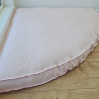 Hemp Reading nook cushion with removable cover Hemp fiber filler in cotton fabric with linen light pink cover/Floor cushion custom made size