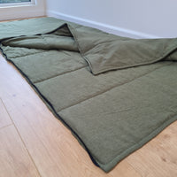 Organic HEMP Sleeping bag HEMP dark green fabric filled organic Hemp fiber filling - Hemp sleep bag / blanket quilt, hand made