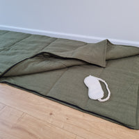 Organic HEMP Sleeping bag HEMP dark green fabric filled organic Hemp fiber filling - Hemp sleep bag / blanket quilt, hand made