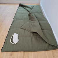 Organic HEMP Sleeping bag HEMP dark green fabric filled organic Hemp fiber filling - Hemp sleep bag / blanket quilt, hand made