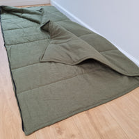 Organic HEMP Sleeping bag HEMP dark green fabric filled organic Hemp fiber filling - Hemp sleep bag / blanket quilt, hand made